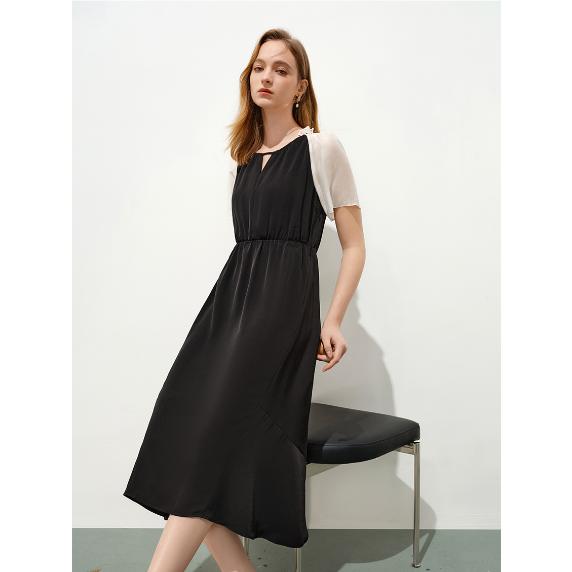 【九月专属】时尚连衣裙夏季V领收腰大摆型中长裙Y534103946