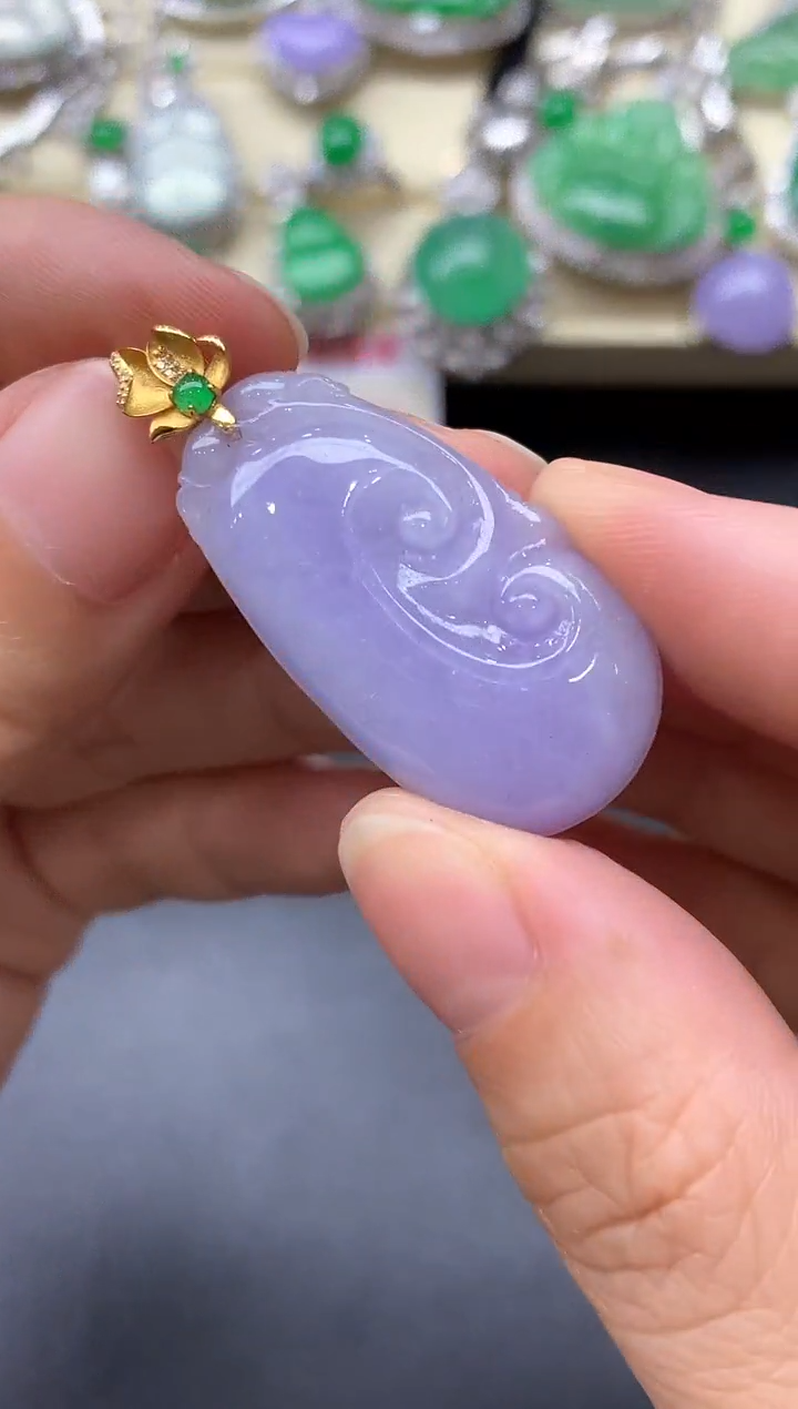 颈饰18K金镶嵌翡翠457中国好珍宝