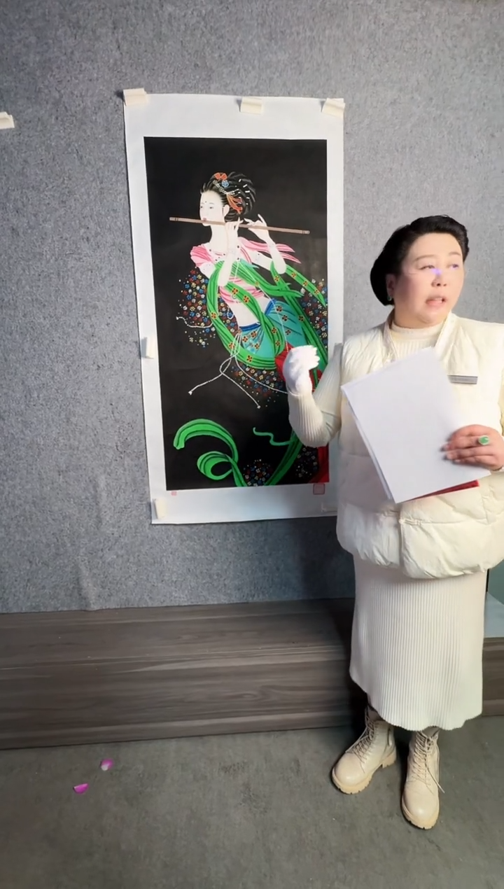绘画张国祥老师《8平尺飞天仙女》2带收藏证书