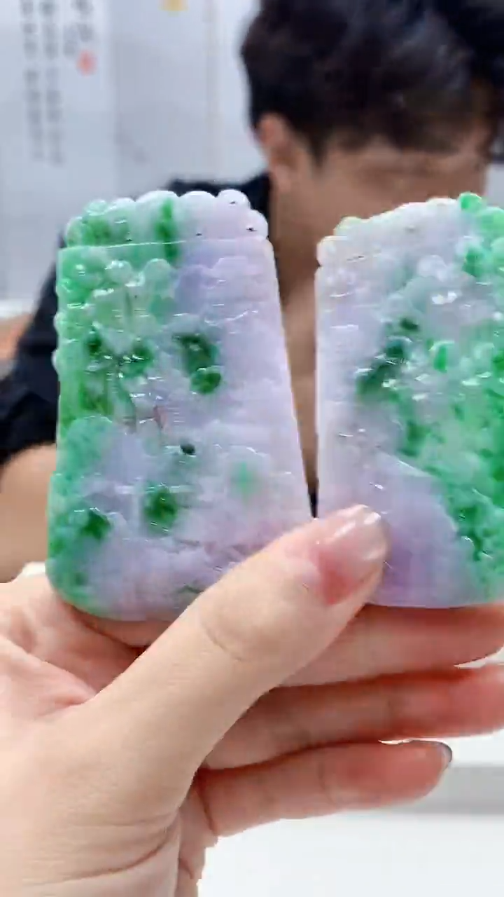 定制翡翠未镶嵌5145lr-毛货挂件一对205