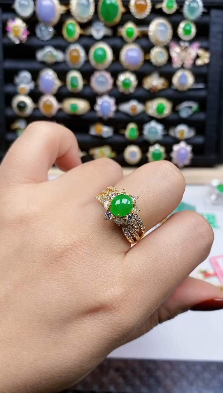 银S925镶嵌戒指翡翠10