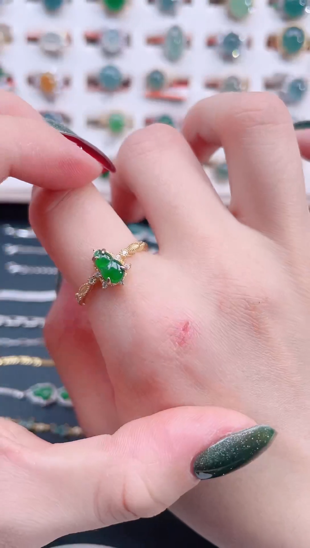 银S925镶嵌戒指翡翠天然翡翠