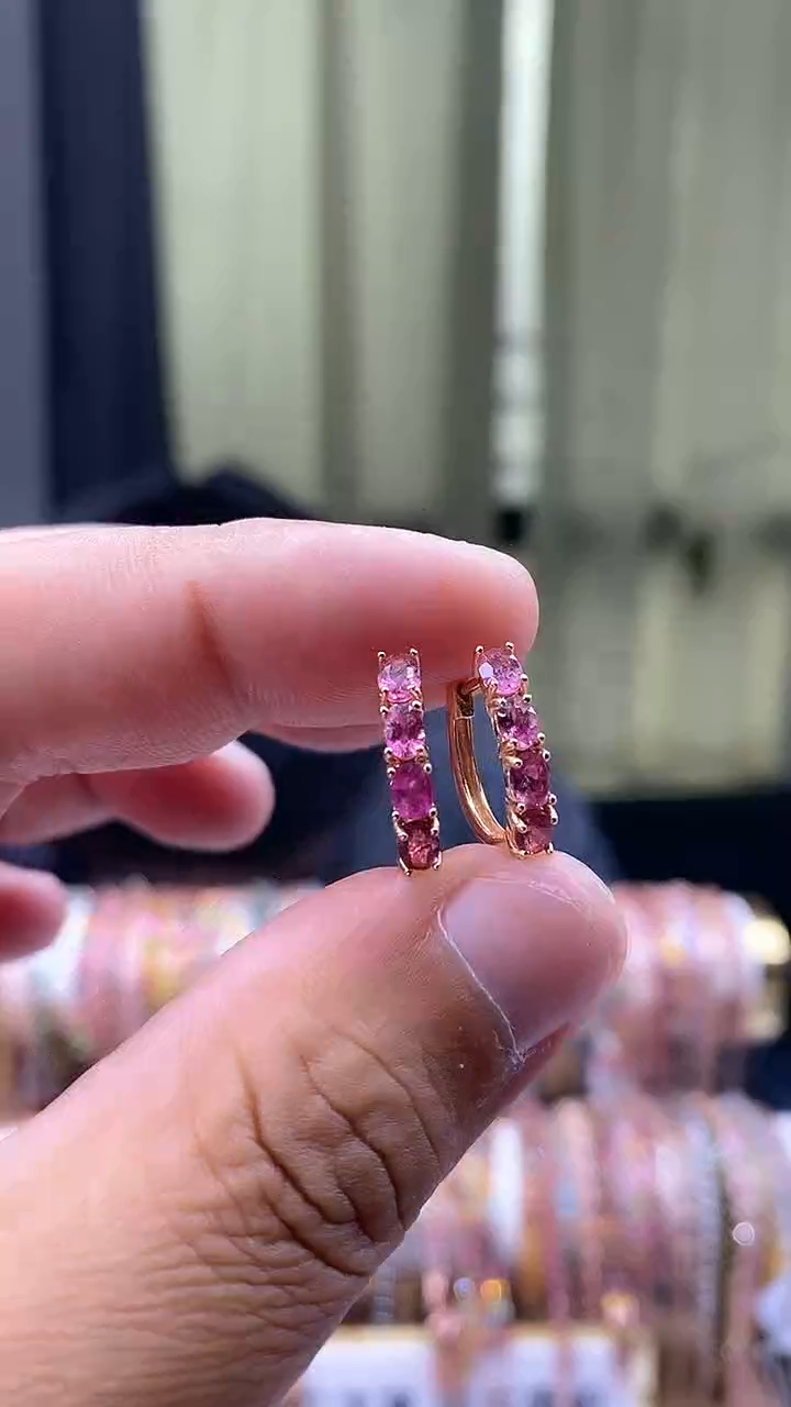 【闪购商品】碧玺耳扣银S925镶嵌1651661661