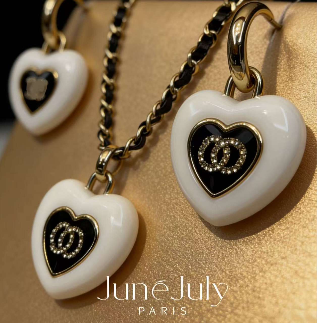 铜合金耳饰 JuneJuly 25b白色大爱心高级耳环 1229黑白爱心
