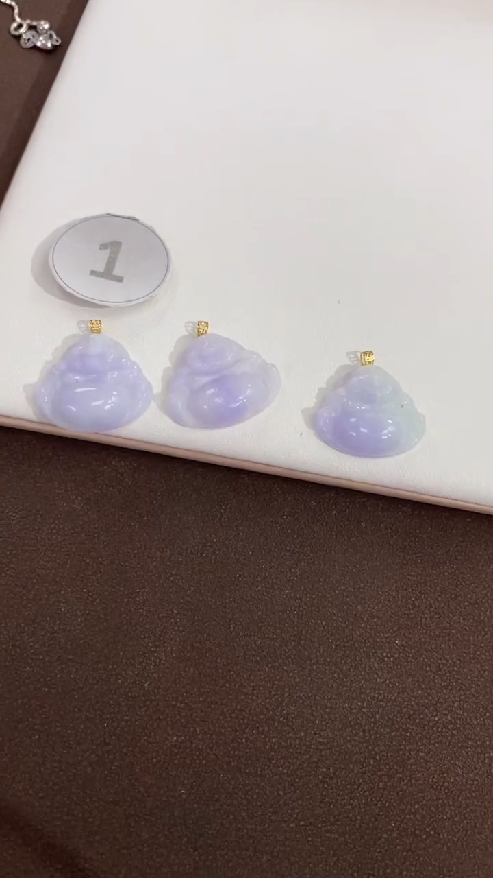 翡翠18K金镶嵌吊坠(赠链)天然缅甸A货翡翠（多样性发其一