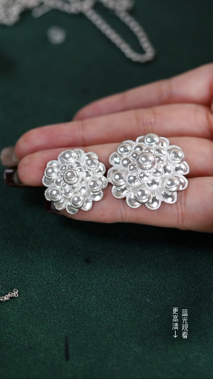 珐琅足银新款手工耳环