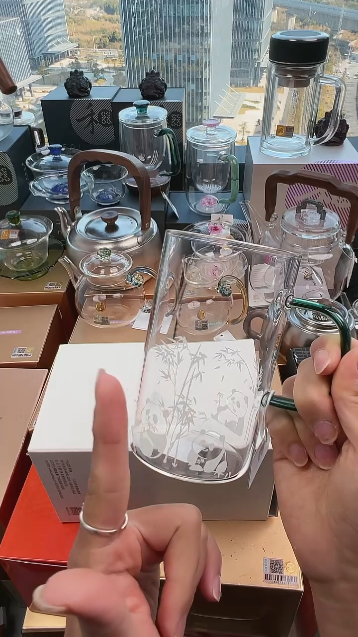 @@福容绿茶杯墨绿色熊猫