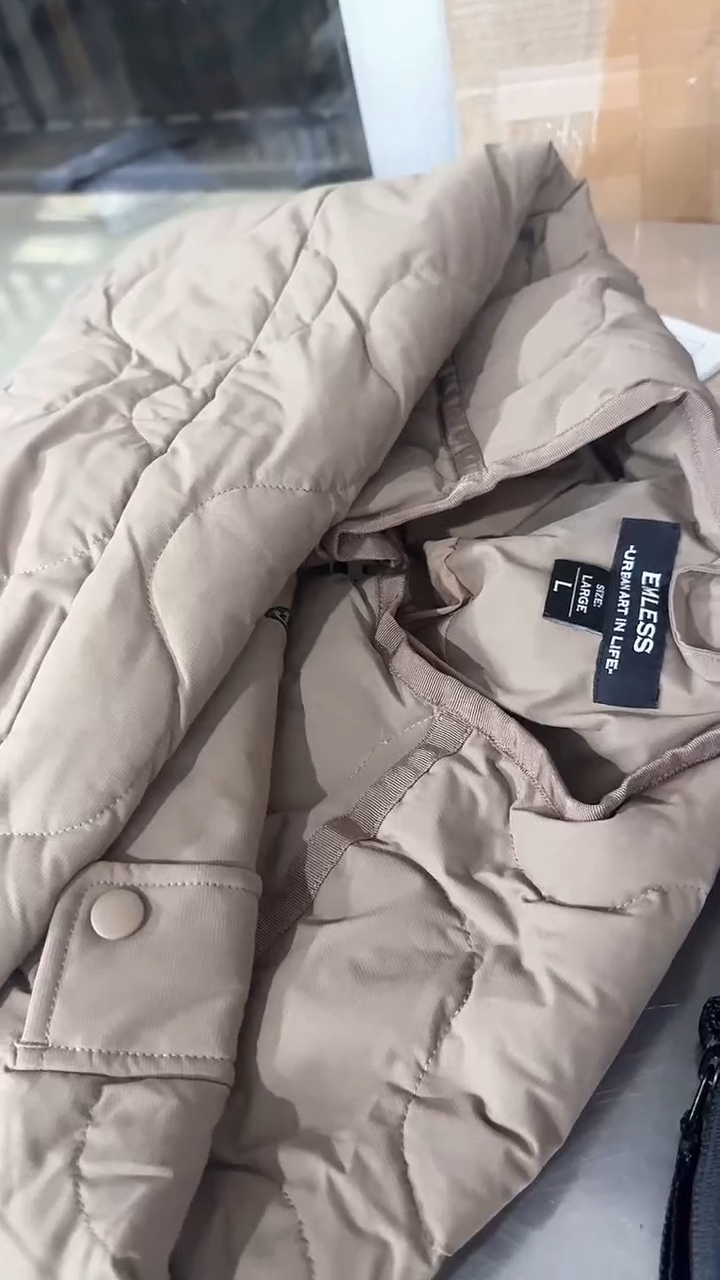 卡其无领大毛服L