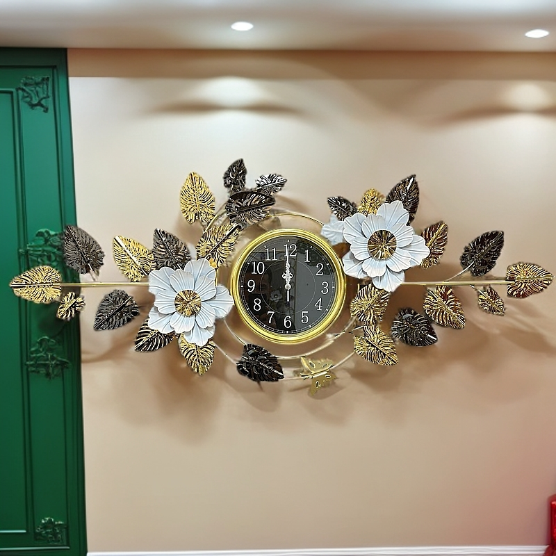 （新疆包邮）乃菲丝专属 一字荷花金叶挂表 家用商用沙发背景墙墙饰