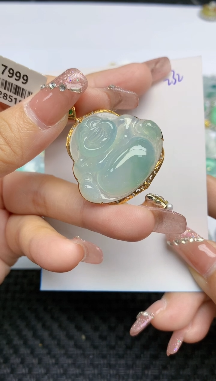 【闪购商品】翡翠颈饰18K金镶嵌天然A货翡翠 雅诗