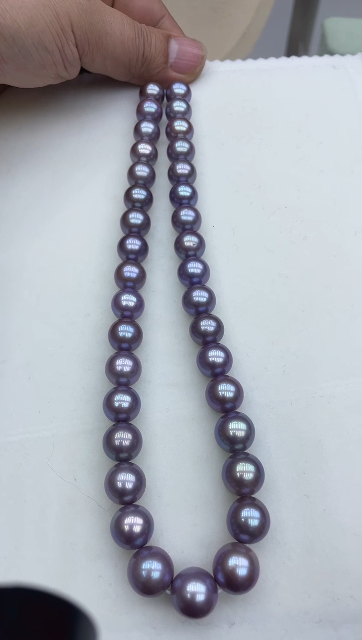 【闪购商品】淡水珍珠颈饰银S925镶嵌11-13紫珠项链