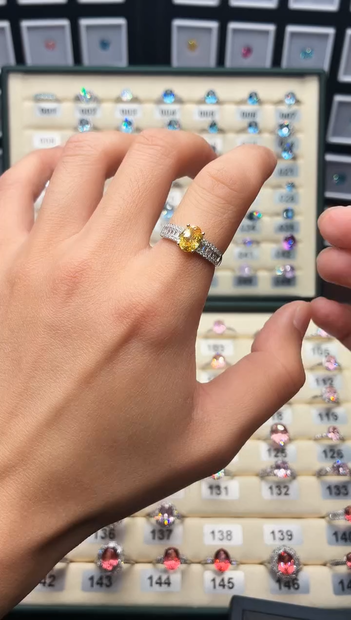 戒指彩色蓝宝石银S925镶嵌0006