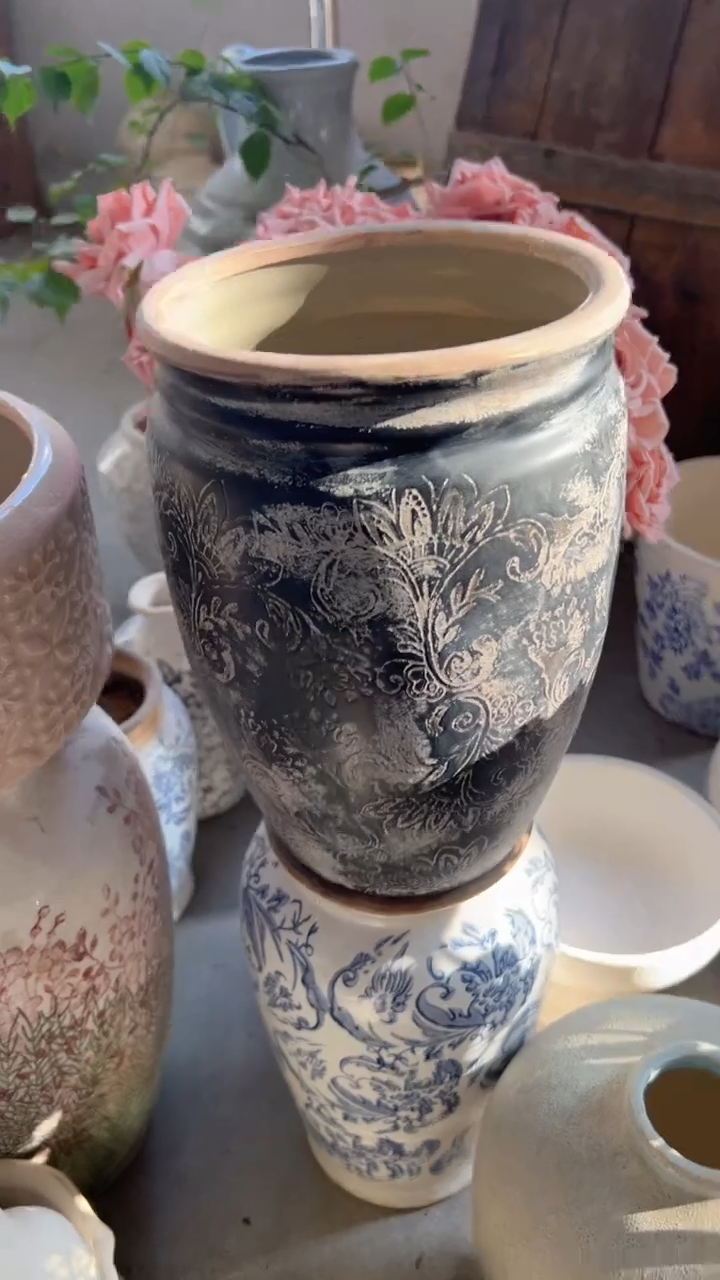 【闪购商品】陶瓷花盆高25.5cm内口14.5cm