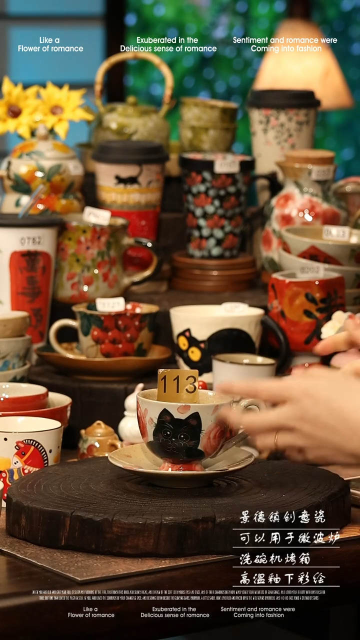 陶瓷景德镇高温釉下彩手工手绘款式