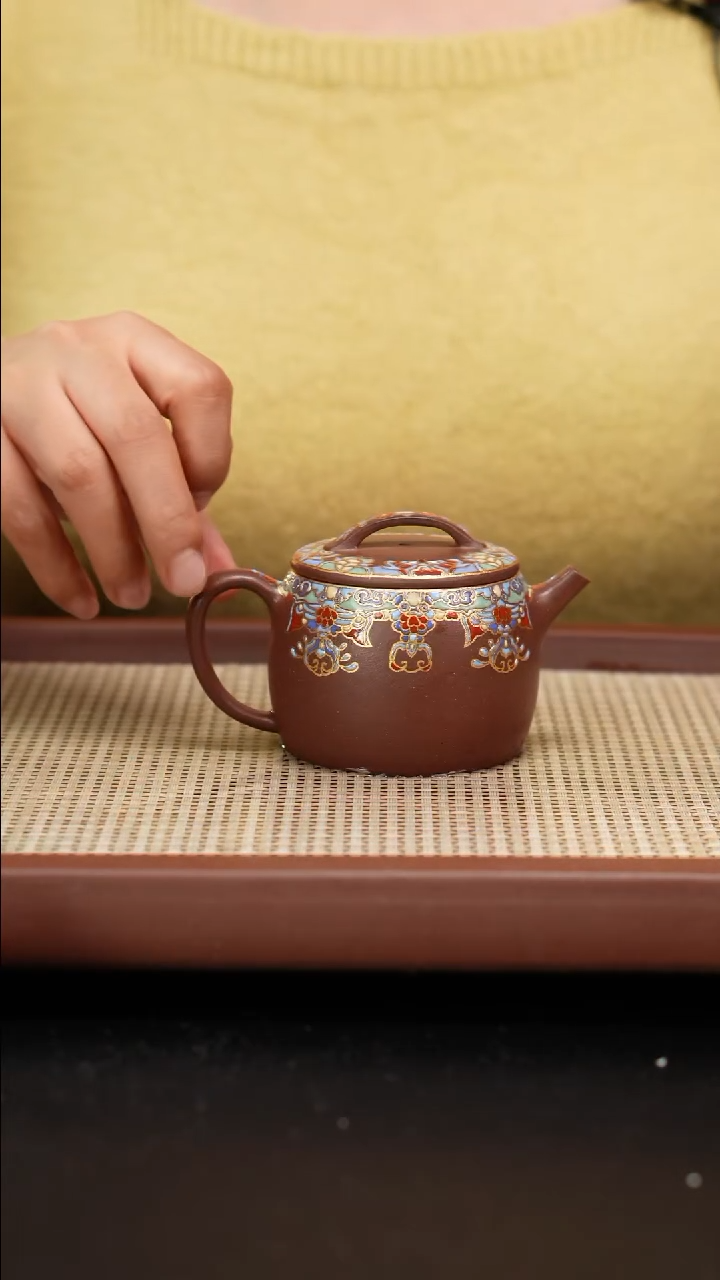 【闪购商品】紫砂茶壶珐琅彩底曹清鼓瓦