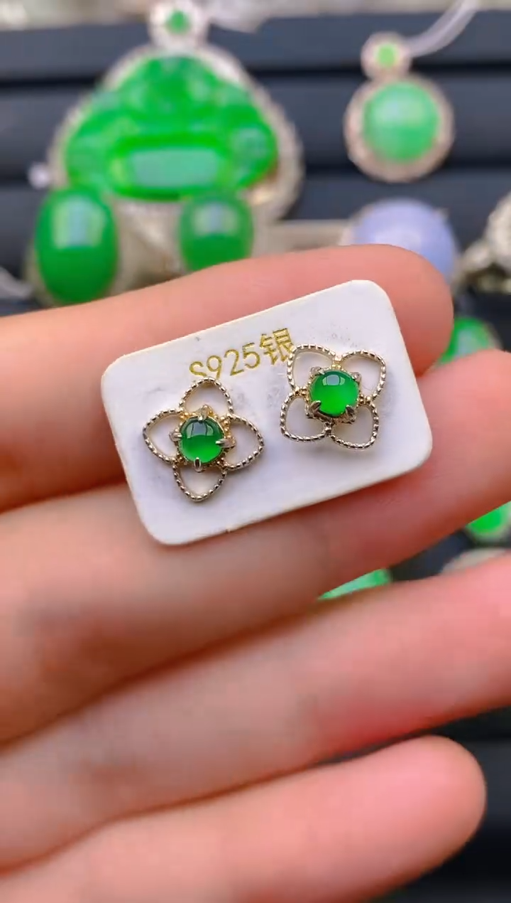 【闪购商品】翡翠戒指银S925镶嵌天然A货翡翠1