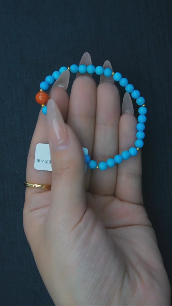 【闪购商品】绿松石手串18K金镶嵌发货一件5mm