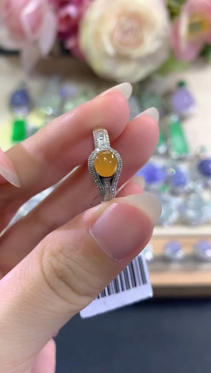 18K金镶嵌戒指翡翠c7   