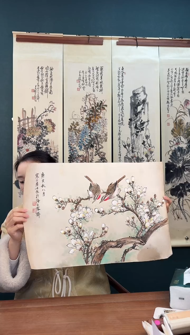 国画用****0江老师 花鸟作品 4幅