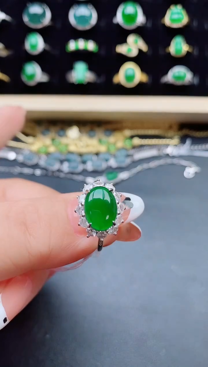 【闪购商品】翡翠银S925镶嵌戒指21321