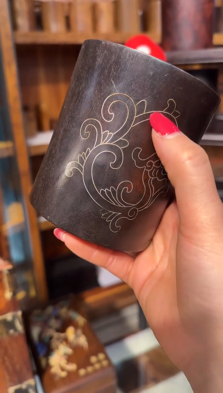 【闪购商品】木木艺紫檀银丝龙笔筒358.888