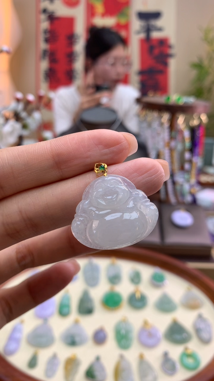 【闪购商品】翡翠颈饰18K金镶嵌佛公