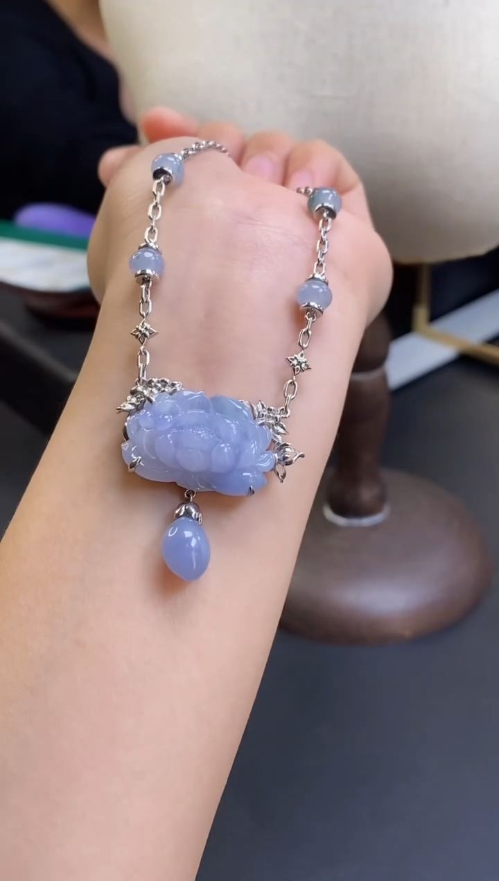 颈饰银S925镶嵌翡翠19351