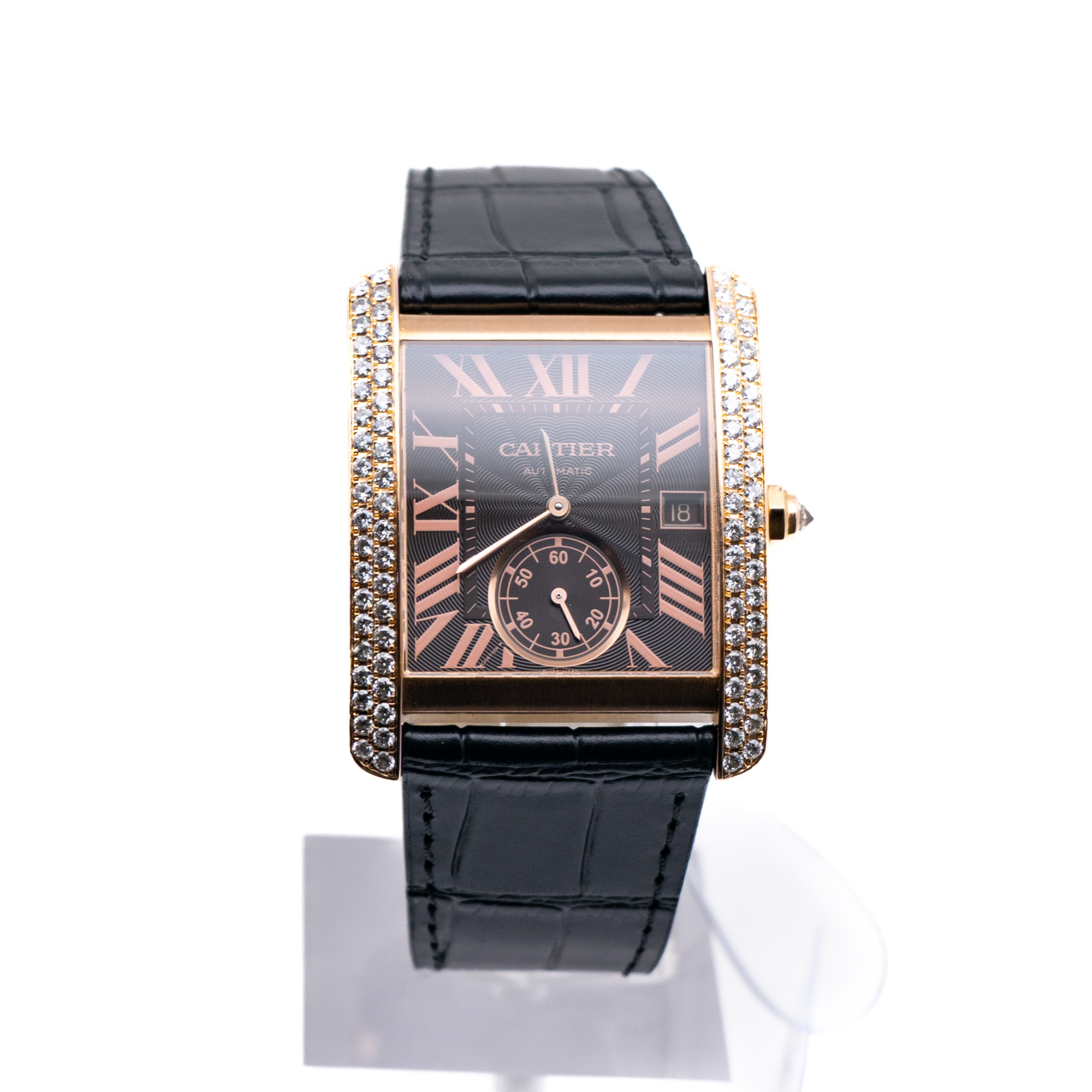 99新 Cartier/卡地亚 坦克 W5330002 玫瑰金后钻男士机械 单表