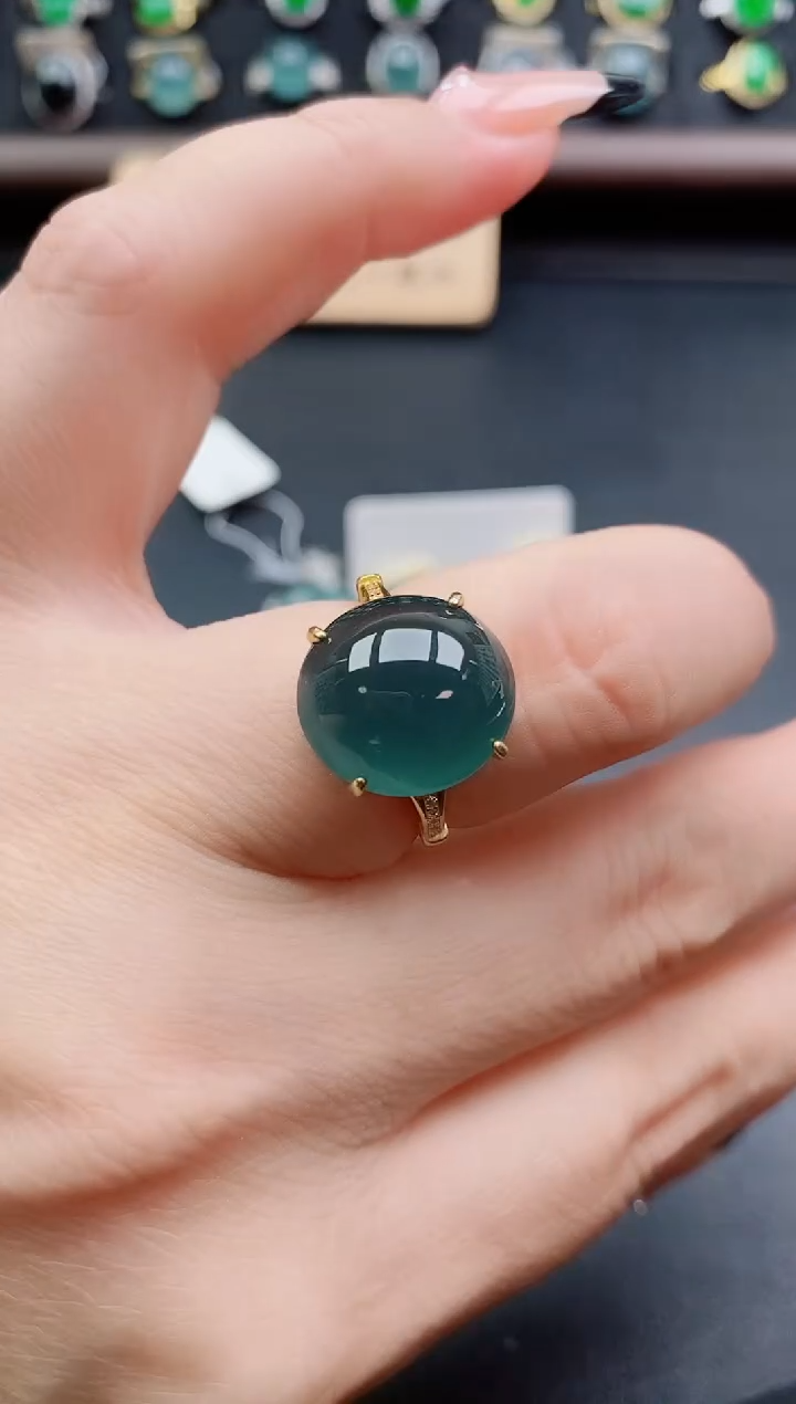 银S925镶嵌戒指翡翠1