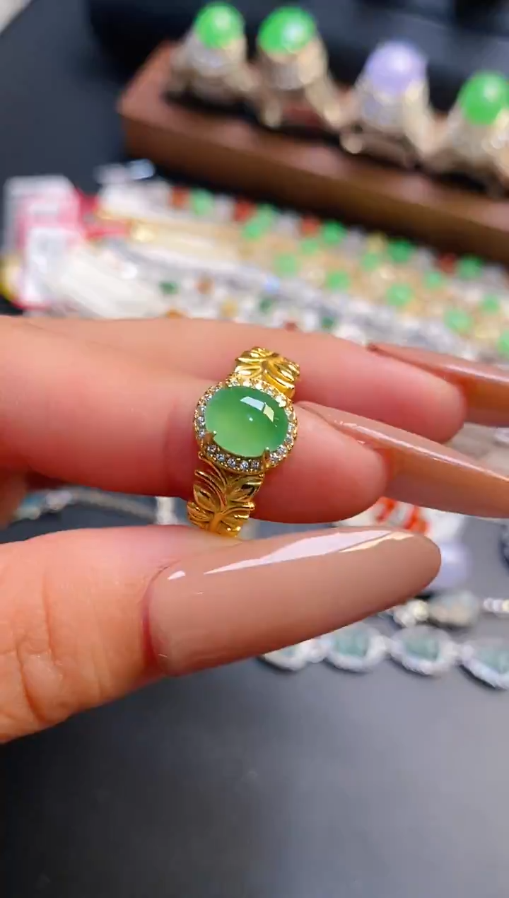 银S925镶嵌戒指翡翠天然