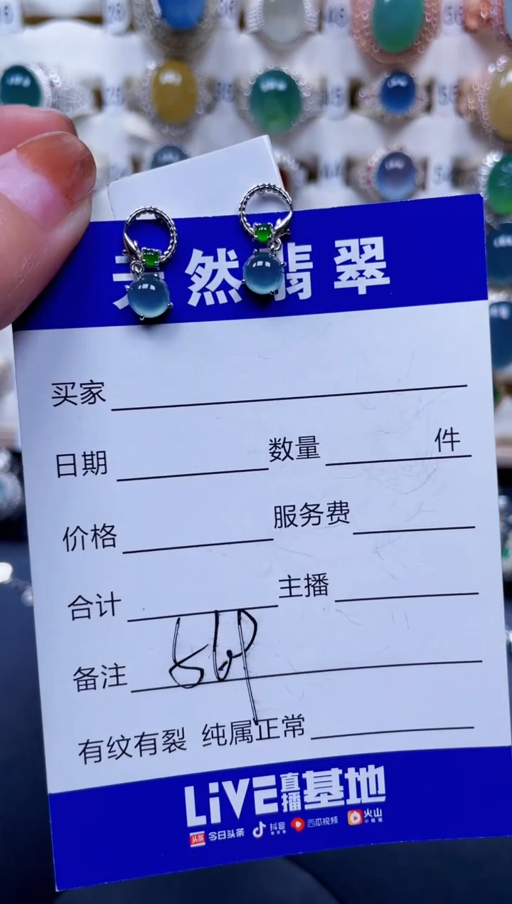 银S925镶嵌翡翠耳饰569