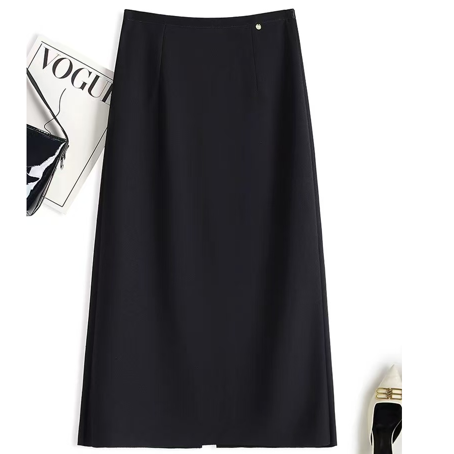 直通半身中长款女裙子2025春款显瘦纸片裙