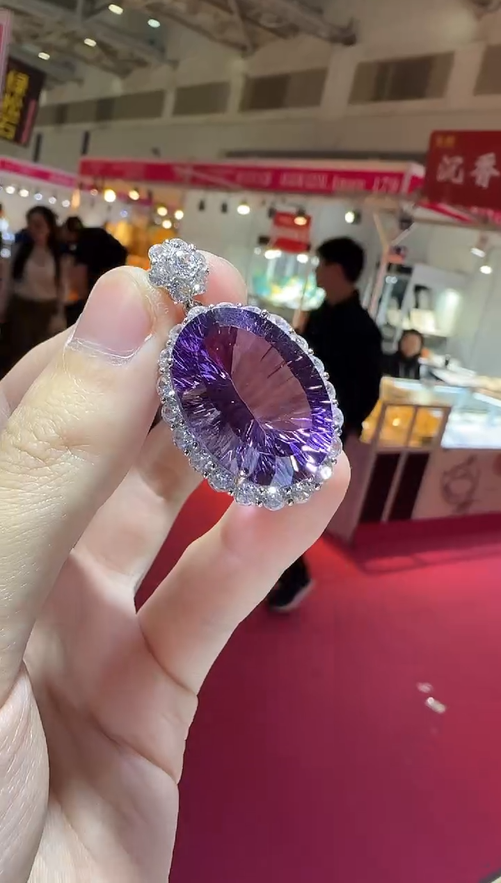 颈饰银S925镶嵌紫晶18*25mm帝王紫净体高级款吊坠65ct