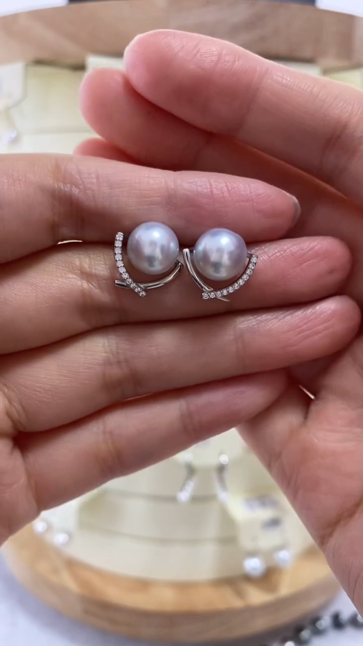 【闪购商品】海水珍珠耳饰银S925镶嵌海水珍珠耳饰
