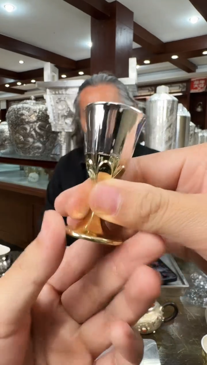 【闪购商品】足银999精工亮面高脚杯茶周边