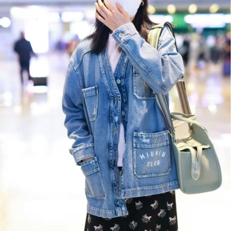 95新 MIU MIU/缪缪  H14167 字母印花多口袋外套 40 M码 