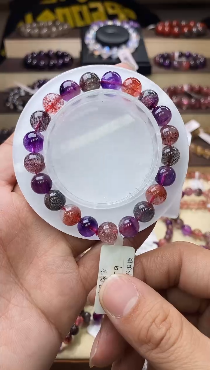 【闪购商品】水晶手链未镶嵌黑加仑超七单圈9m+