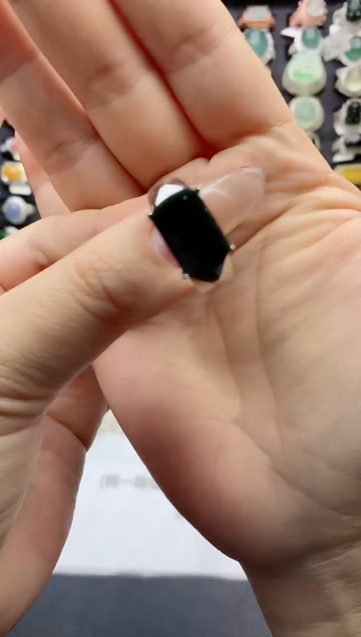 【闪购商品】翡翠戒指银S925镶嵌天然A货翡翠开口男戒