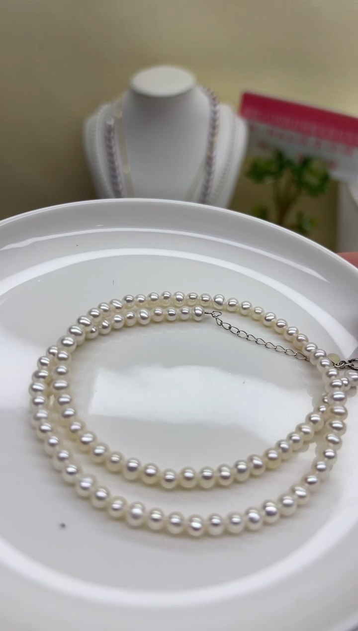 项链未镶嵌淡水珍珠极光白色近圆4-4.5mm