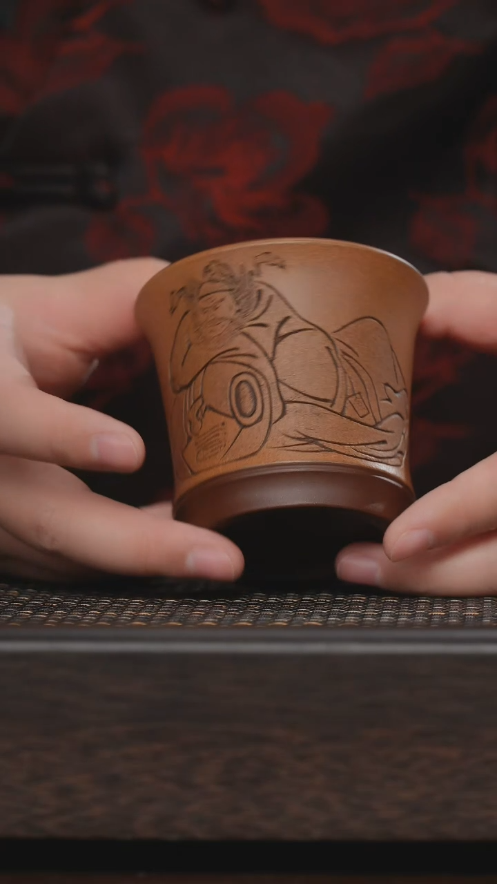 【闪购商品】紫砂茶杯非遗茶器-粉浆钟馗