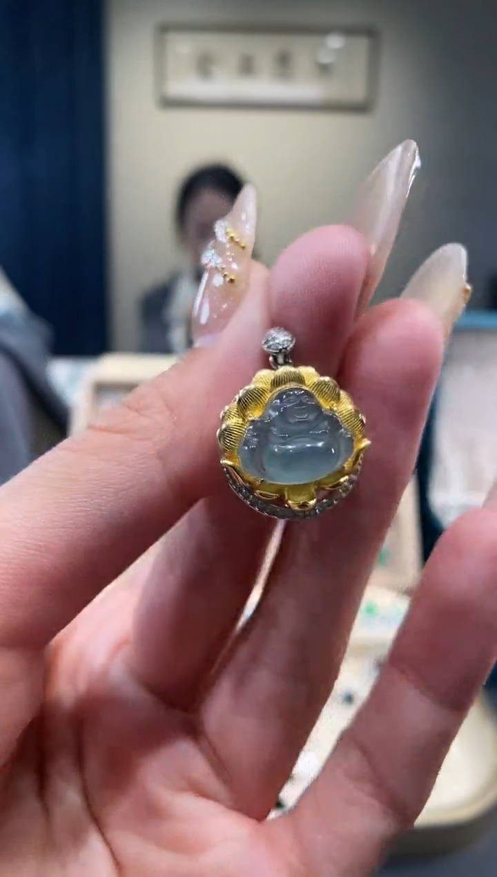 【闪购商品】翡翠吊坠(不含链)银S925镶嵌佛公