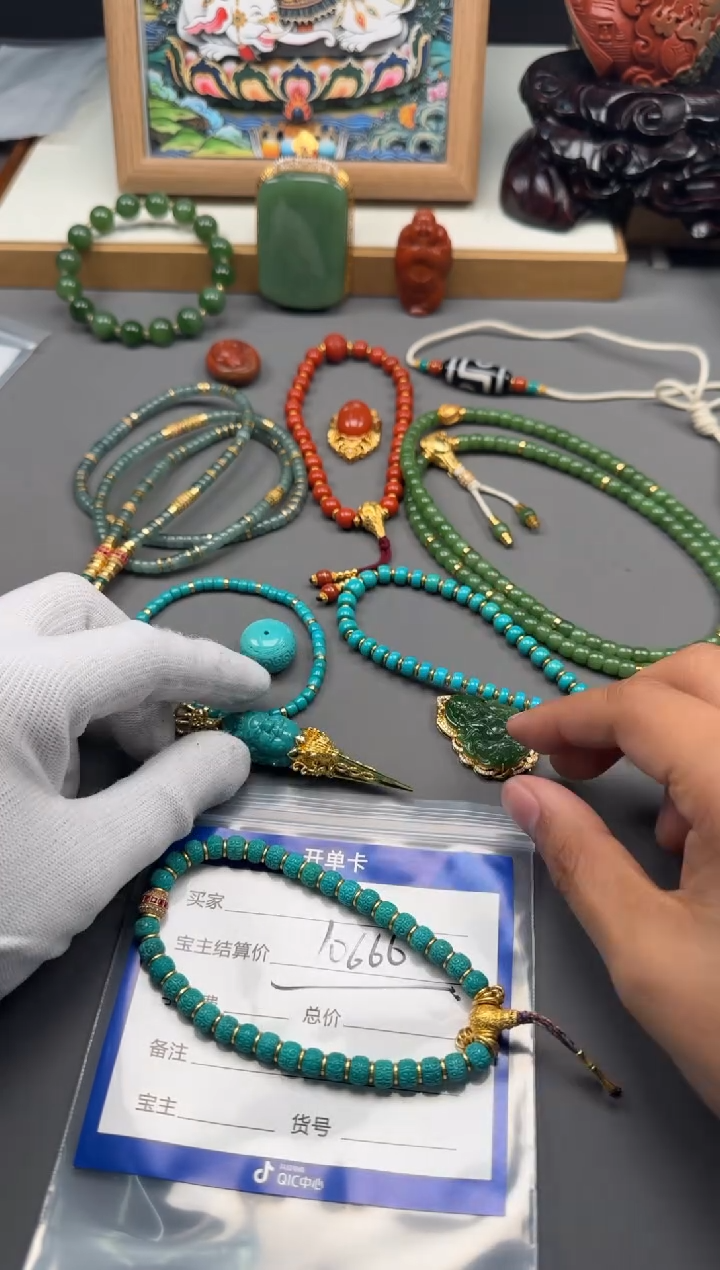 【闪购商品】绿松石手串手串18K金镶嵌手串手串