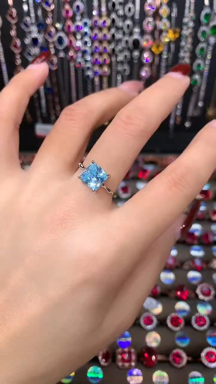 【闪购商品】海蓝宝石戒圈银S925镶嵌8