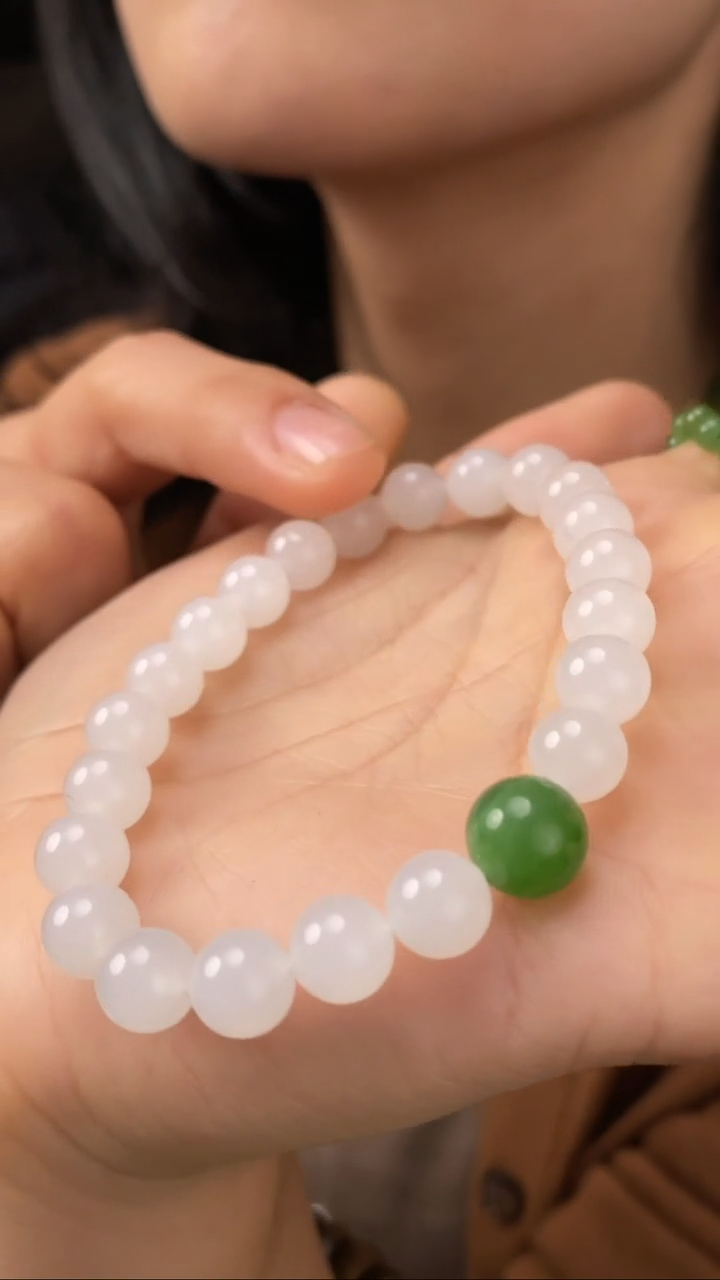 【闪购商品】和田玉白玉手串未镶嵌【玉道侠侣】碧玉单珠