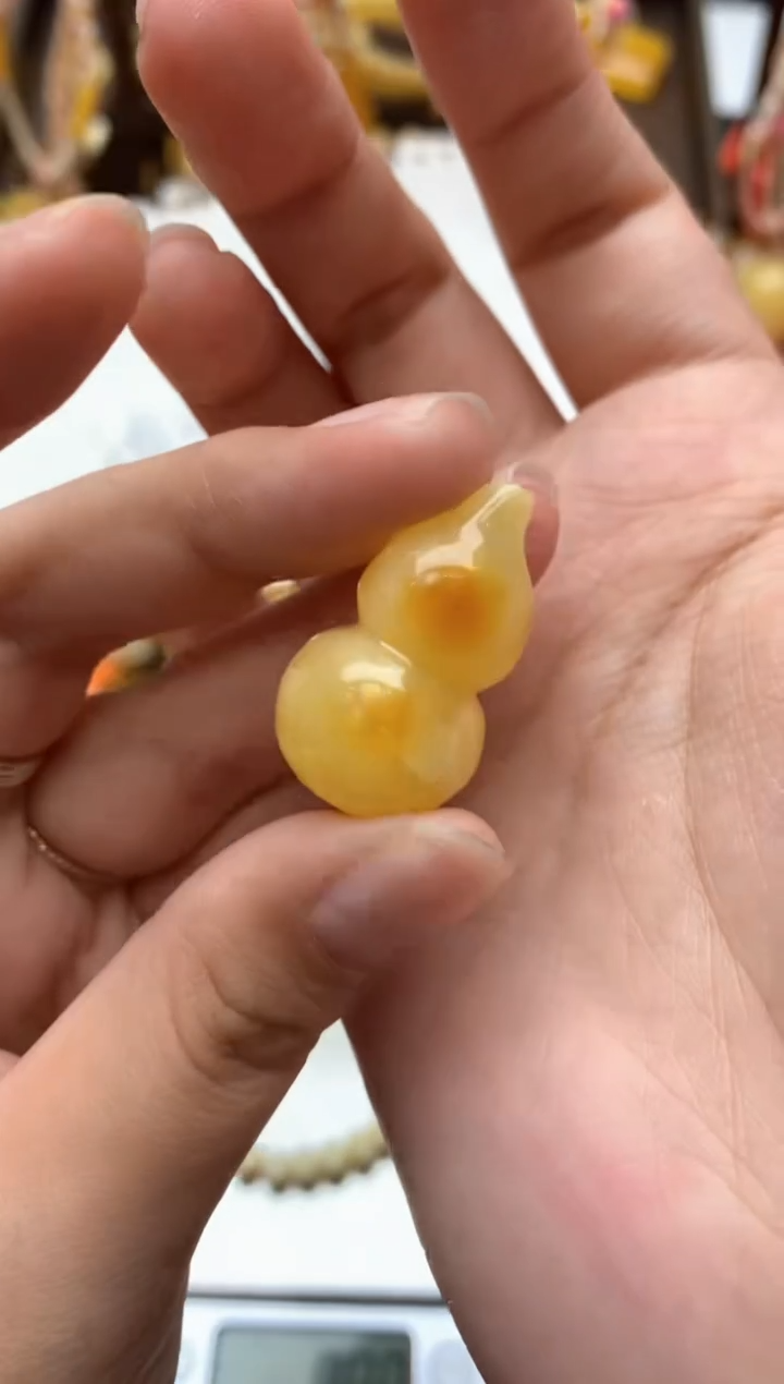 【闪购商品】未镶嵌琥珀珠宝奇石095琥珀蜜蜡花粉有纹小坑介意勿拍