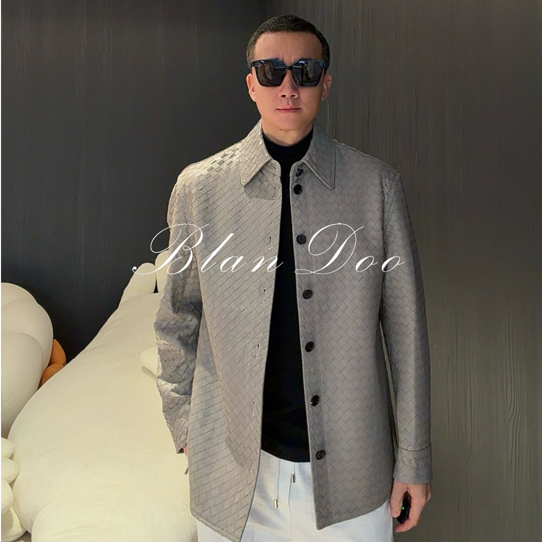 BLANDOO "奢华高定" 轻奢山羊皮编织皮衣8520