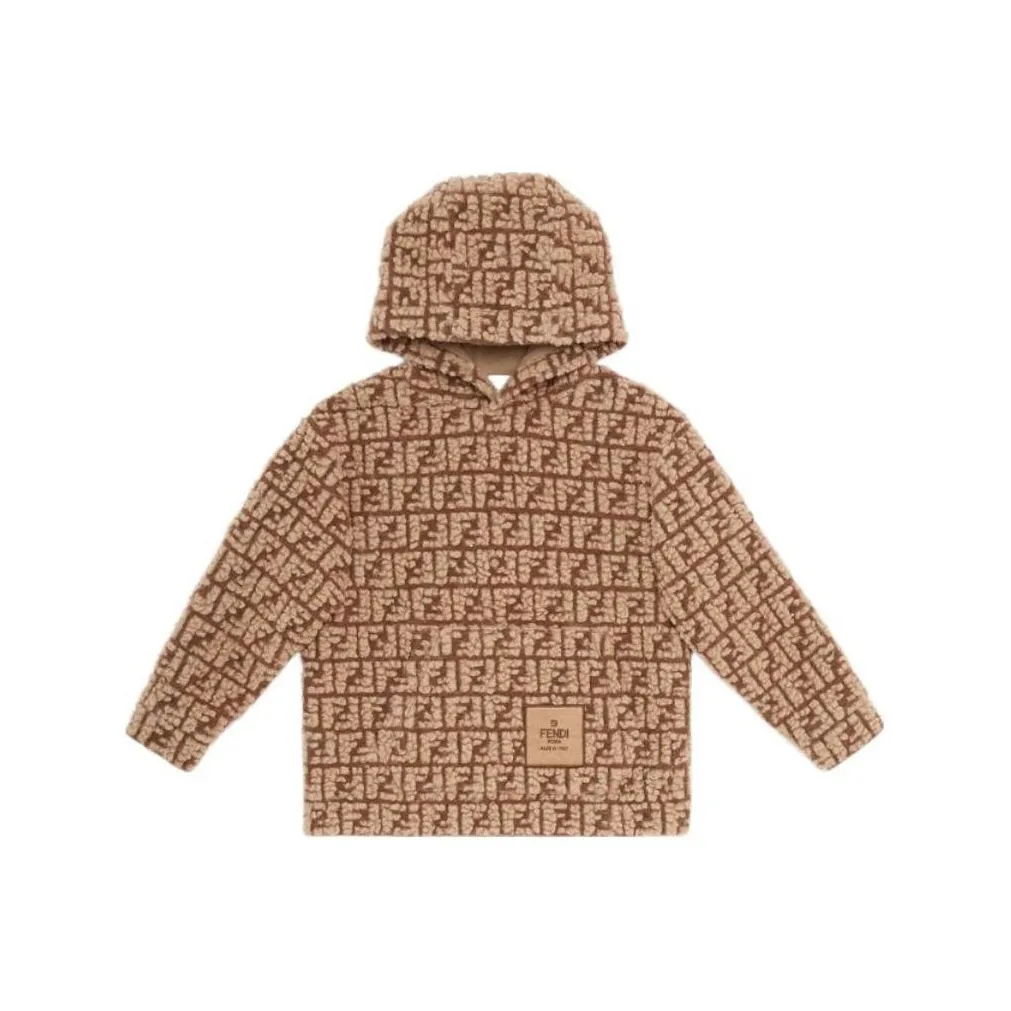 未使用 FENDI/芬迪 FENDI芬迪卫衣 Logo提花休闲连帽 棕色