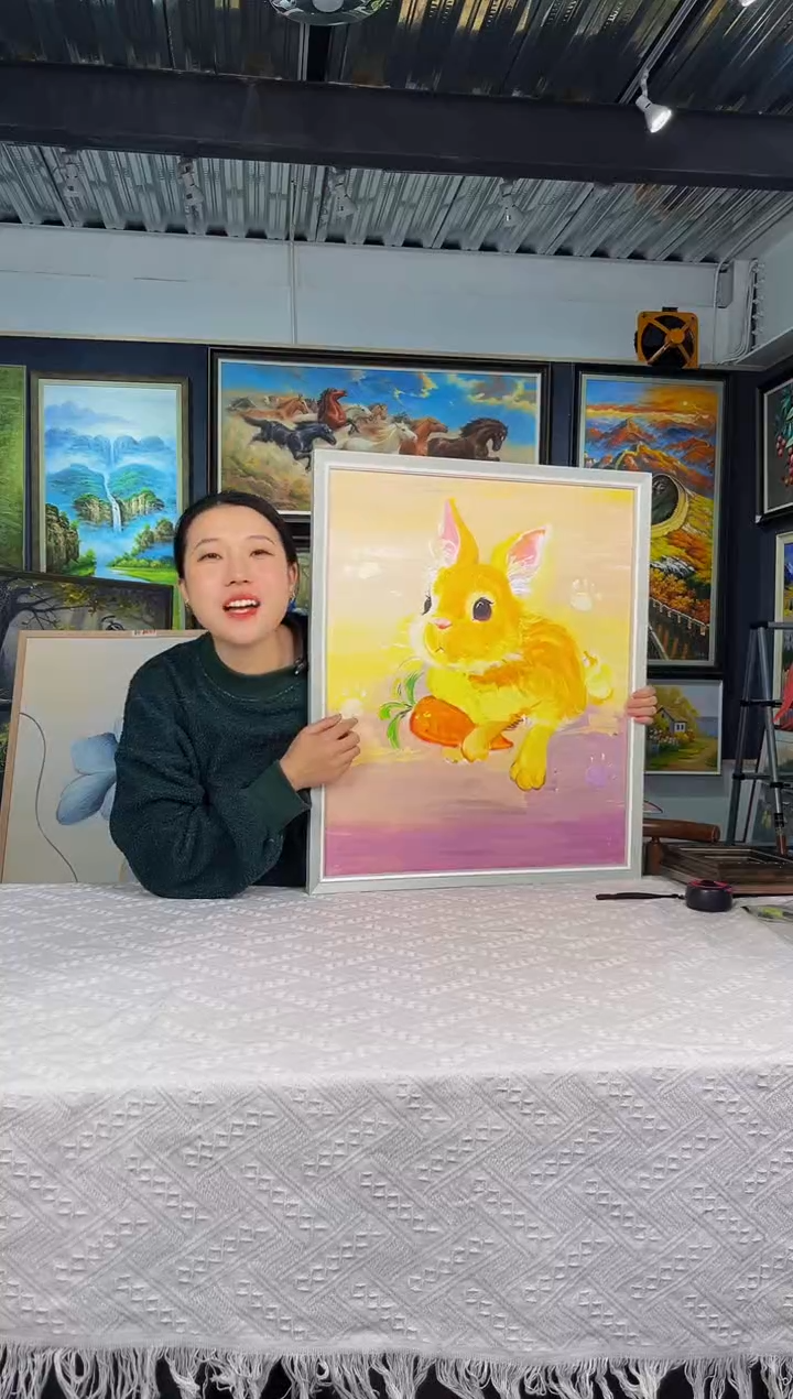 【闪购商品】油画4号 50*60 兔子-手绘油画