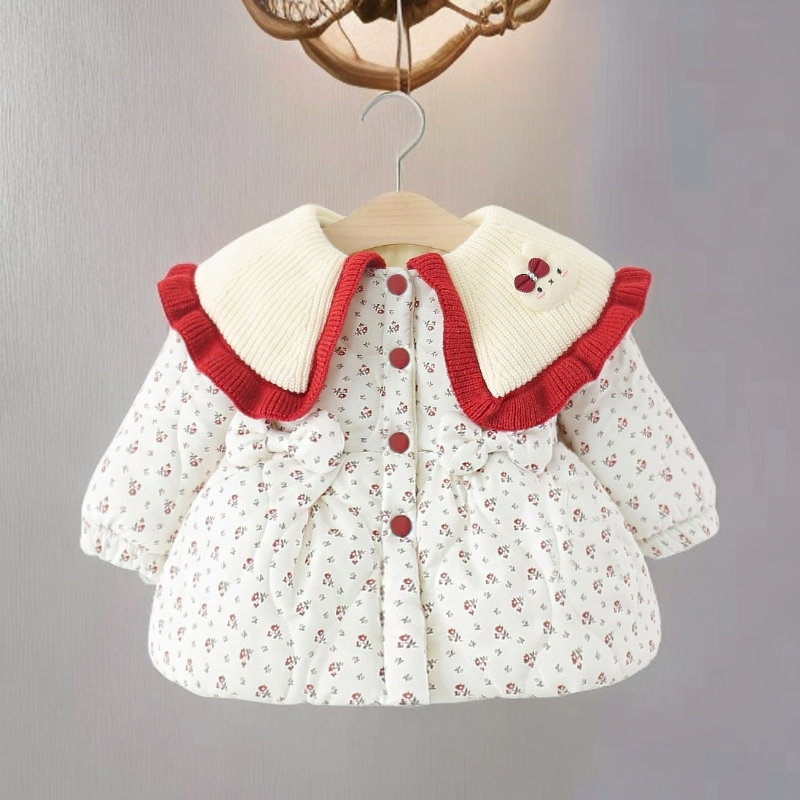 女童冬装棉衣外套加厚棉服小女孩碎花棉袄女宝宝冬装外套保暖棉服