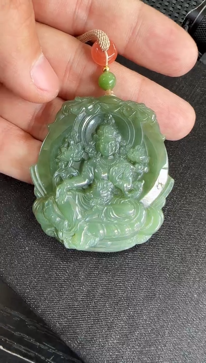 【闪购商品】和田玉（碧玉）吊坠未镶嵌度母多样性发一